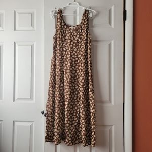 Flax brown floral sleeveless dress size medium